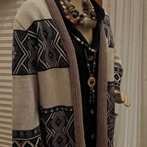 Forever 21 Boho Southwestern Aztec Open Cardigan Sweater Size M (7-9) - Picture 11 of 14